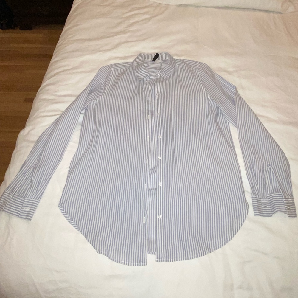 White and blue button down